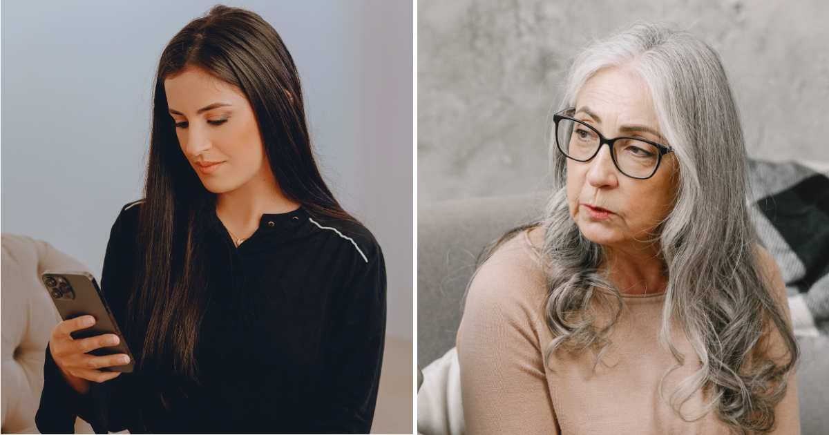 (L) Woman using her phone. (R) Old woman talking to someone. (Representative Cover Image Source: Pexels | (L) Adriele Nenes, (R) Gustavo Fring)