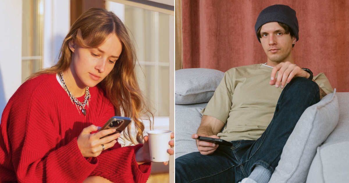 (L) A woman is texting on her phone. (R) A man is seated on his couch, looking intently. (Representative Cover Image Source: Pexels| L - Alex Urezkov, R - Tima Miroshnichenko)