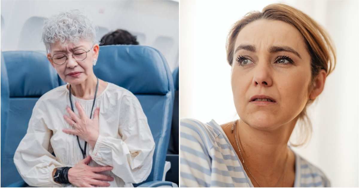 (L) A woman looks ill on a plane. (R) A woman looks shocked and disappointed on hearing something. (Representative Cover Image Source: L - Getty Images | maroke, R - Pexels| Kaboompics)