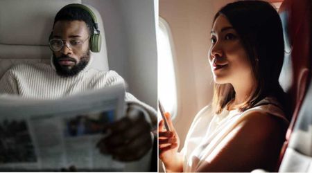 Passenger manspread into her space, then refused to let her grab her bag after landing — his rush to leave ended in instant karma