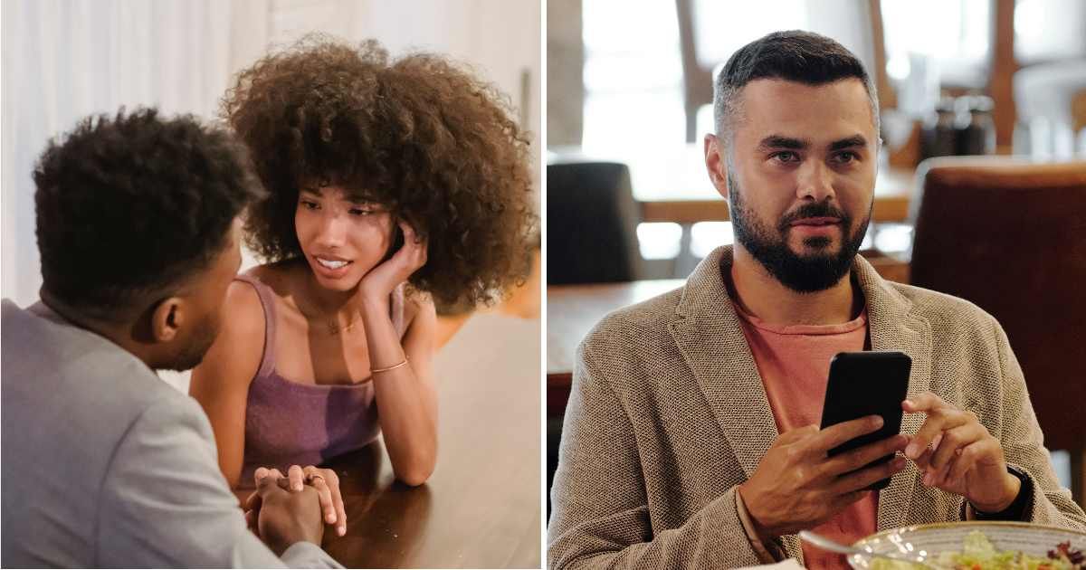 (L) Couple on date. (R) Stunned man. (Representative Cover Image Source: Pexels | (L) Andres Ayrton, (R) Jep Gambardella)