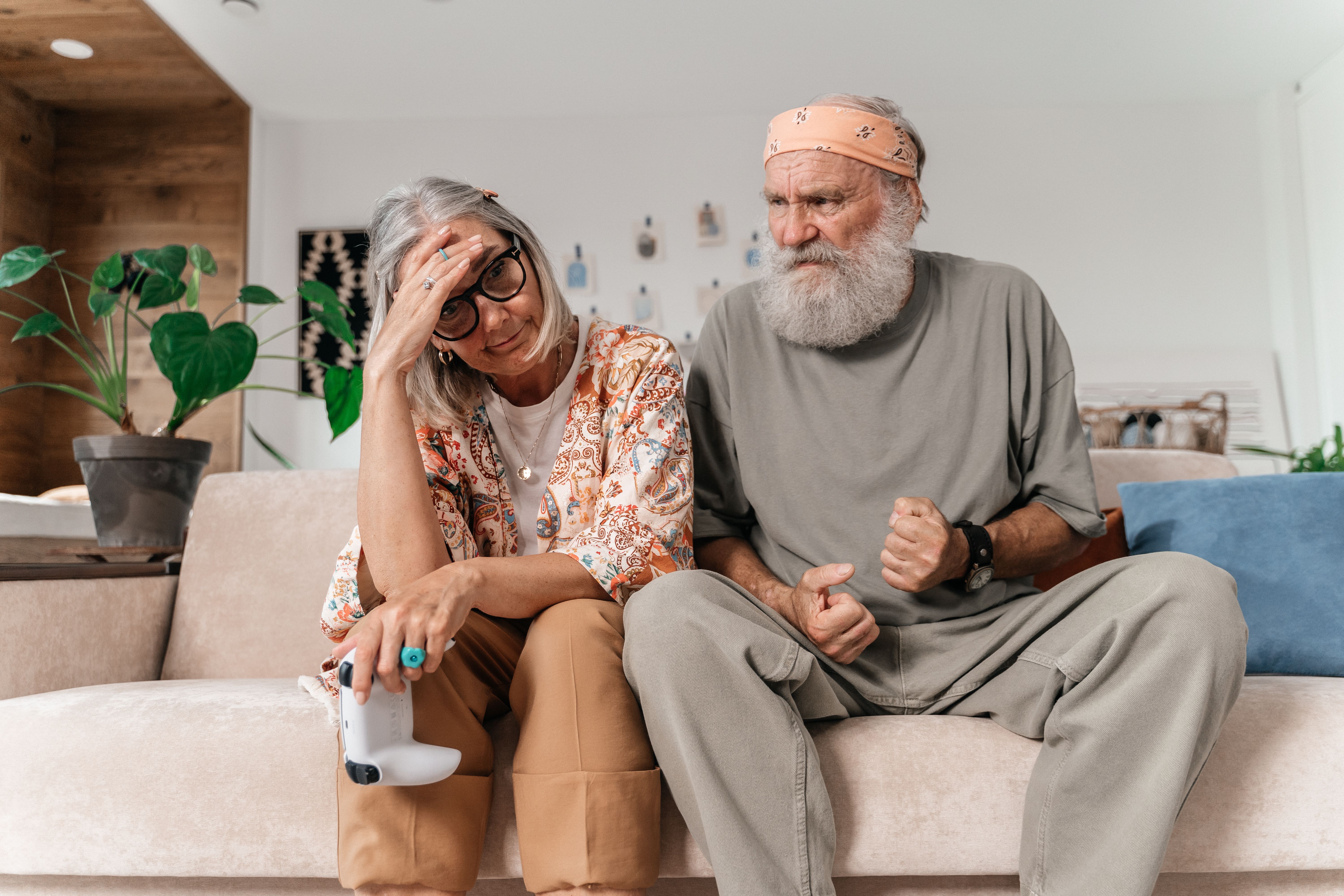 A couple looks upset and distraught.