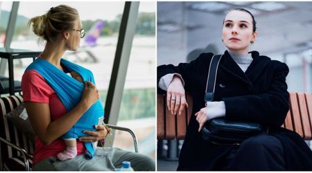She was juggling six kids and 12 bags at the airport when her husband came to ‘help’ — one stranger’s quiet comment brought her to tears