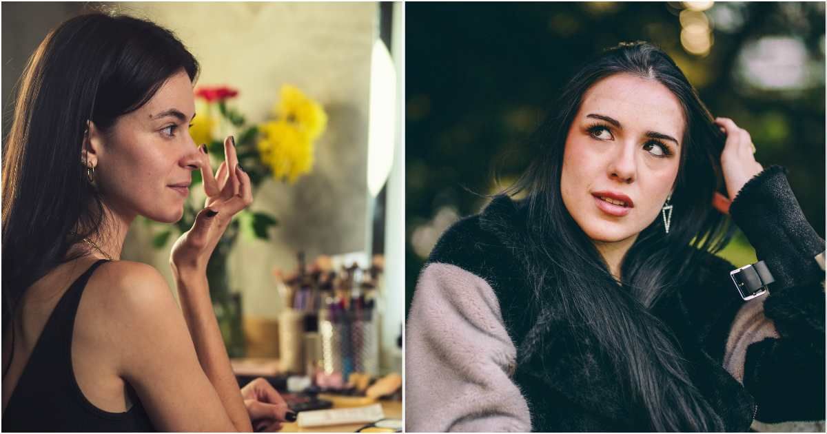 (L) A woman is applying makeup. (R) A woman looks shocked. (Representative Cover Image Source: Pexels| L - Los Muertos Crew, R -  Guillermo Berlin)