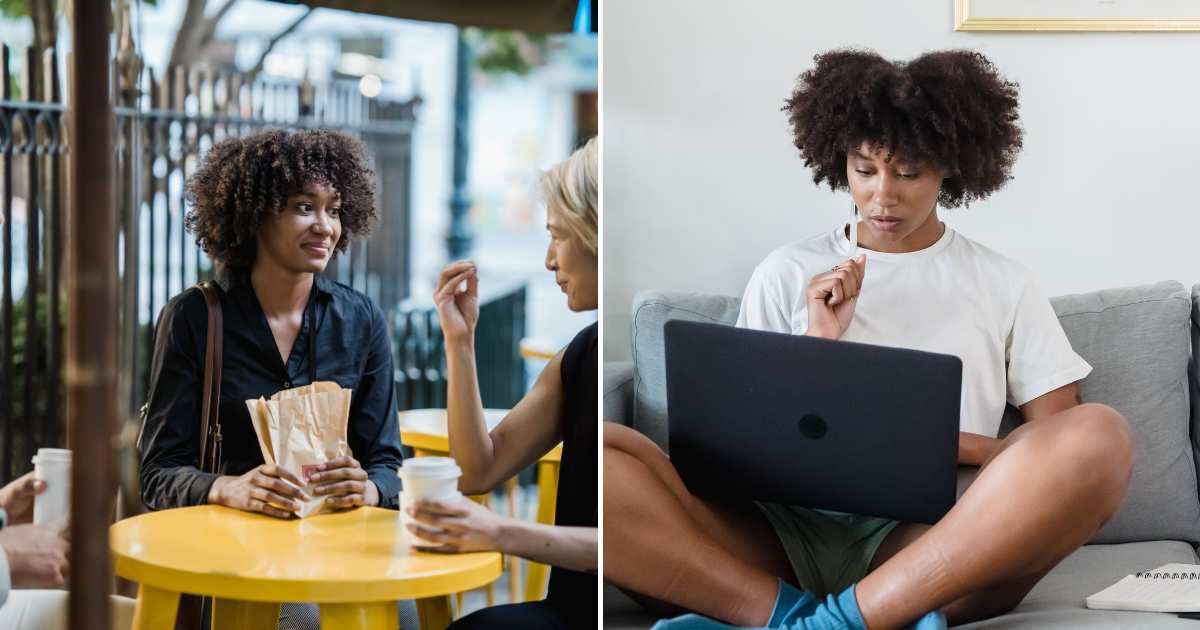 (L) Woman at a restaurant talking to colleagues. (R) A woman is using a laptop at home. (Representative Cover Image Source: Pexels | (L), (R) Mizuno K)