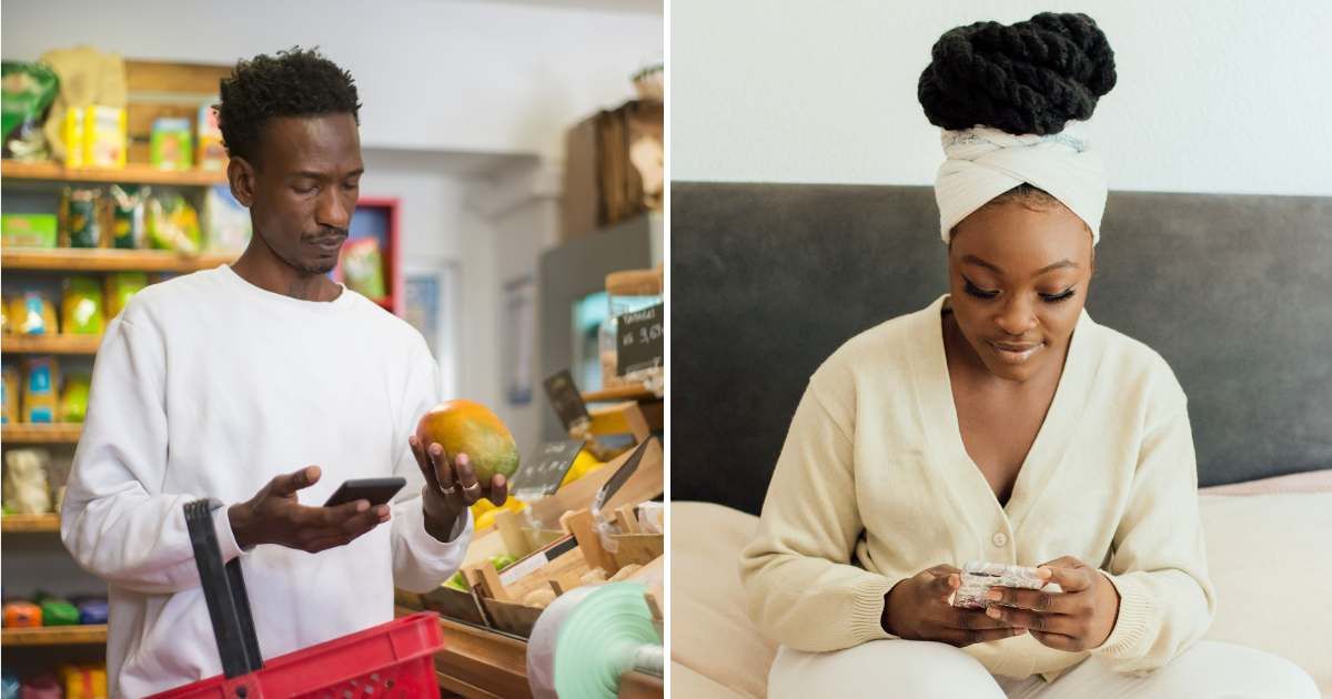 (L) Man buying groceries. (R) Woman texting someone. (Representative Cover Image Source: Pexels | (L) Kampus Production, (R) Arina Krasnikova)