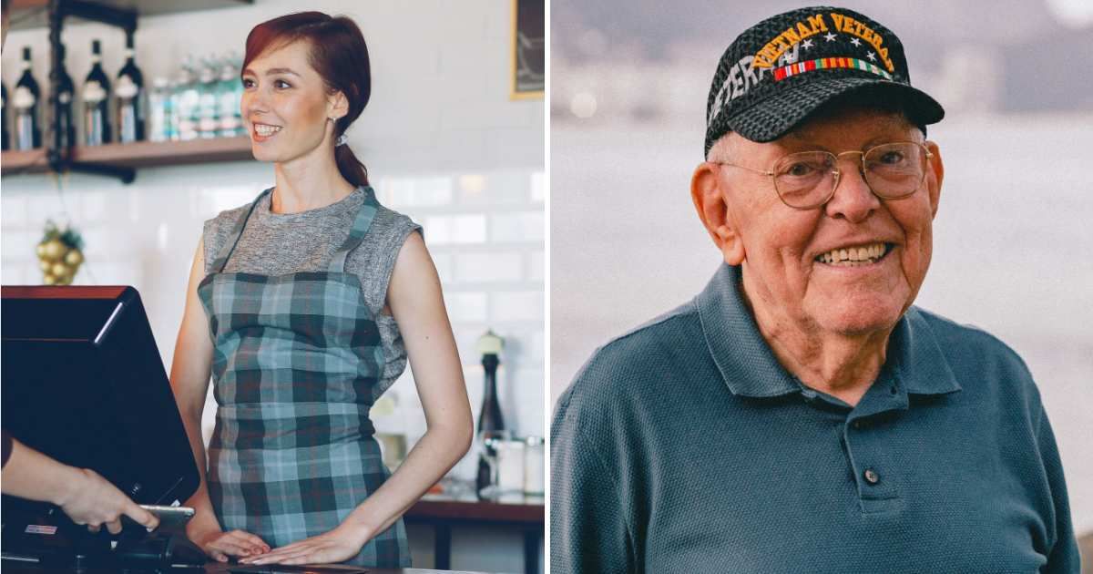 (L) Woman at cash counter. (R) War veteran. (Representative Cover Image Source: Pexels | (L) Vitaly Gariev, (R) Jonathan Borba)