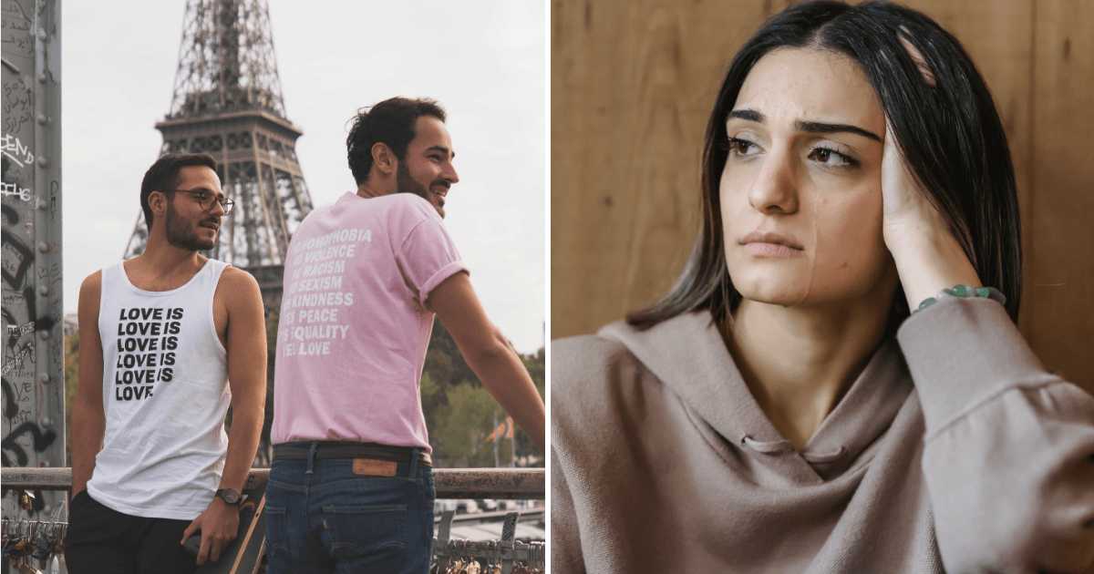 (L) Two men standing on bridge. (R) Young woman crying. (Representative Cover Image Source: Pexels | (L) Jean-Baptiste Burbaud, (R) Liza Summer)