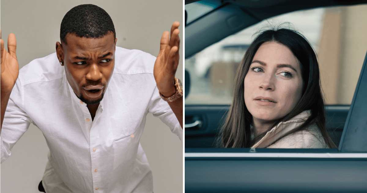 (L) Angry man shouting at someone. (R) Woman sitting in car. (Representative Cover Image Source: Pexels | (L) Yan Krukau, (R) James Collington)