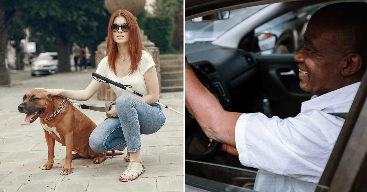 (L) Woman checking her phone. (R) Uber taxi. (Representative Cover Image Source: Pexels | (L) Alex Green, (R) Aleksandr Sochnev)