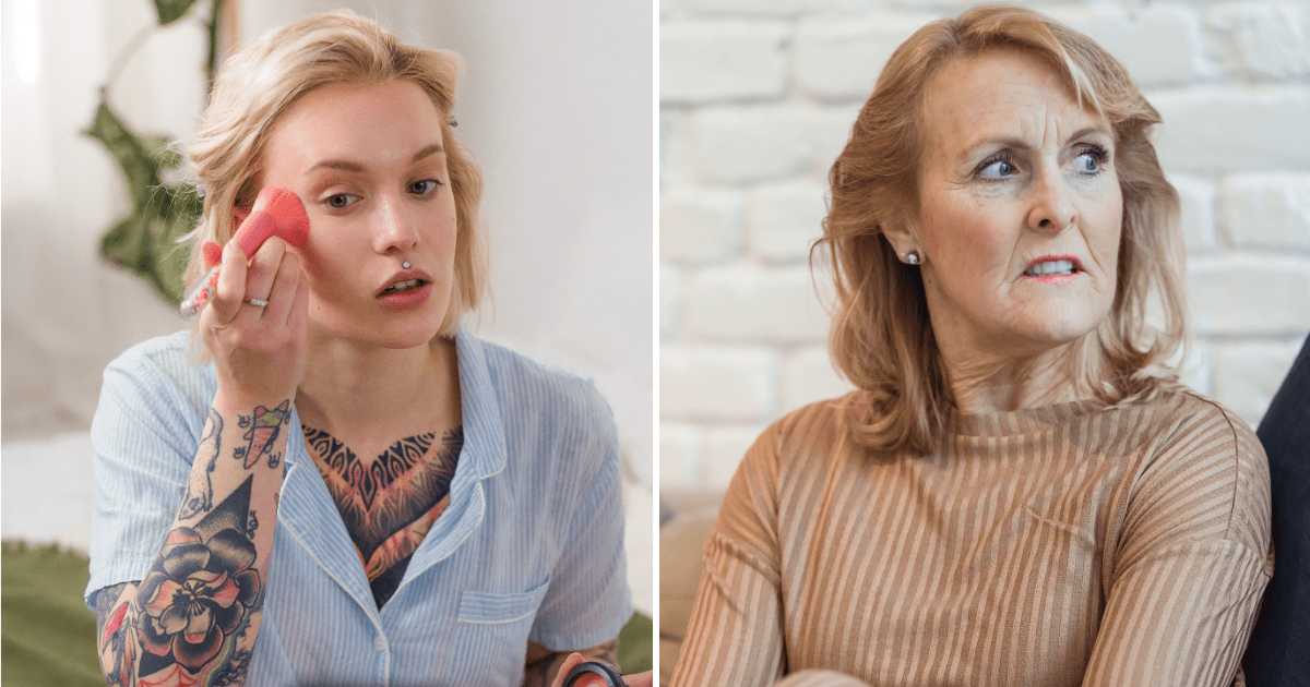 (L) Woman applying makeup. (R) Annoyed older woman. (Representative Cover Image Source: Pexels | (L) Ron Lach, (R) Teona Swift)