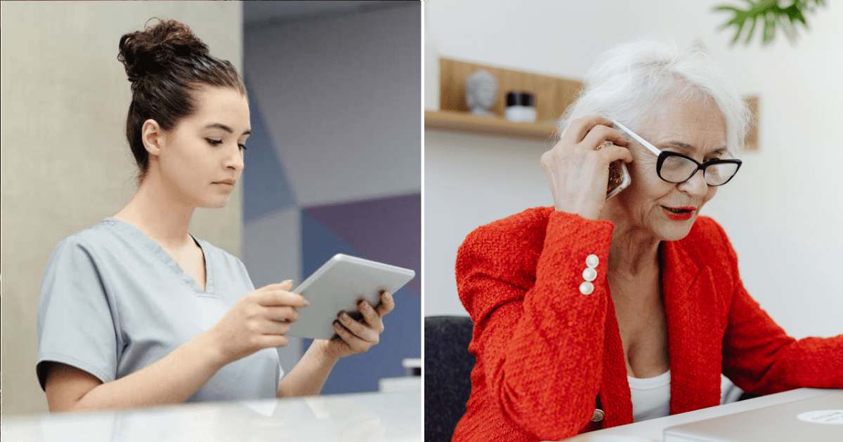 (L) Receptionist at front desk. (R) Boss on phone. (Representative Cover Image Source: Pexels | (L) Cedric Fauntleroy, (R)https://kaboompics.com/)