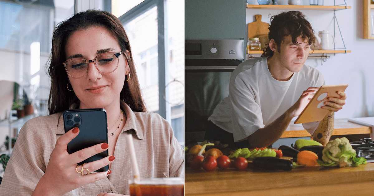 (L) A woman is texting someone on her phone. (R) A man is in the kitchen, using his iPad. (Representative Cover Image Source: Pexels| L - i am hogir, R - Anna Shvets)