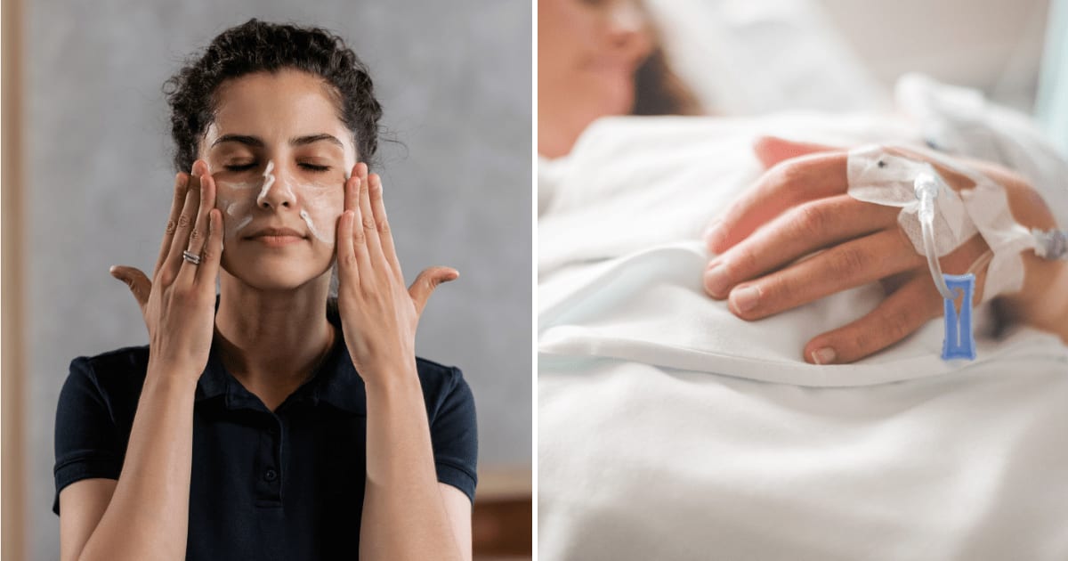 (L) Young woman applying cream. (R) Woman in hospital. (Representative Cover Image Source: Pexels | (L) Alena Darmel, (R) Stephen Andrews)