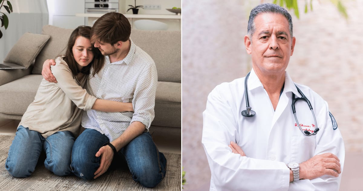 (L) A worried couple consoling each other. (R) A doctor speaking to someone. (Representative Cover Image Source: Pexels| L - KATRINA BOLOVTSOVA, R - Los Muertos Crew)