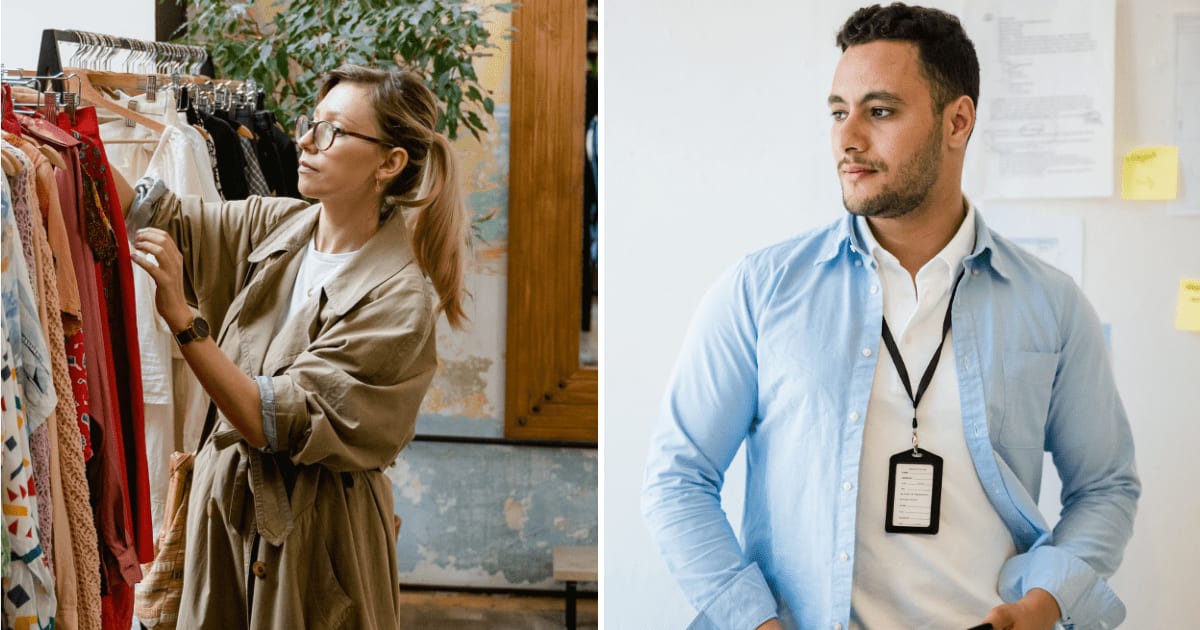 (L) Woman shopping in store. (R) Staff member looking at someone. (Representative Cover Image Source: Pexels | (L) MART PRODUCTION, (R) Mizuno K)