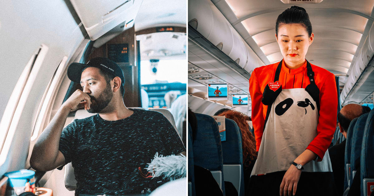 (L) A man sitting in a flight looking out the window. (R) A cabin crew on board busy working. (Representative Cover Image Source: (L) Unsplash | Photo by Chase Fade, (R) Pexels | (R) Photo by Suat iNAN)