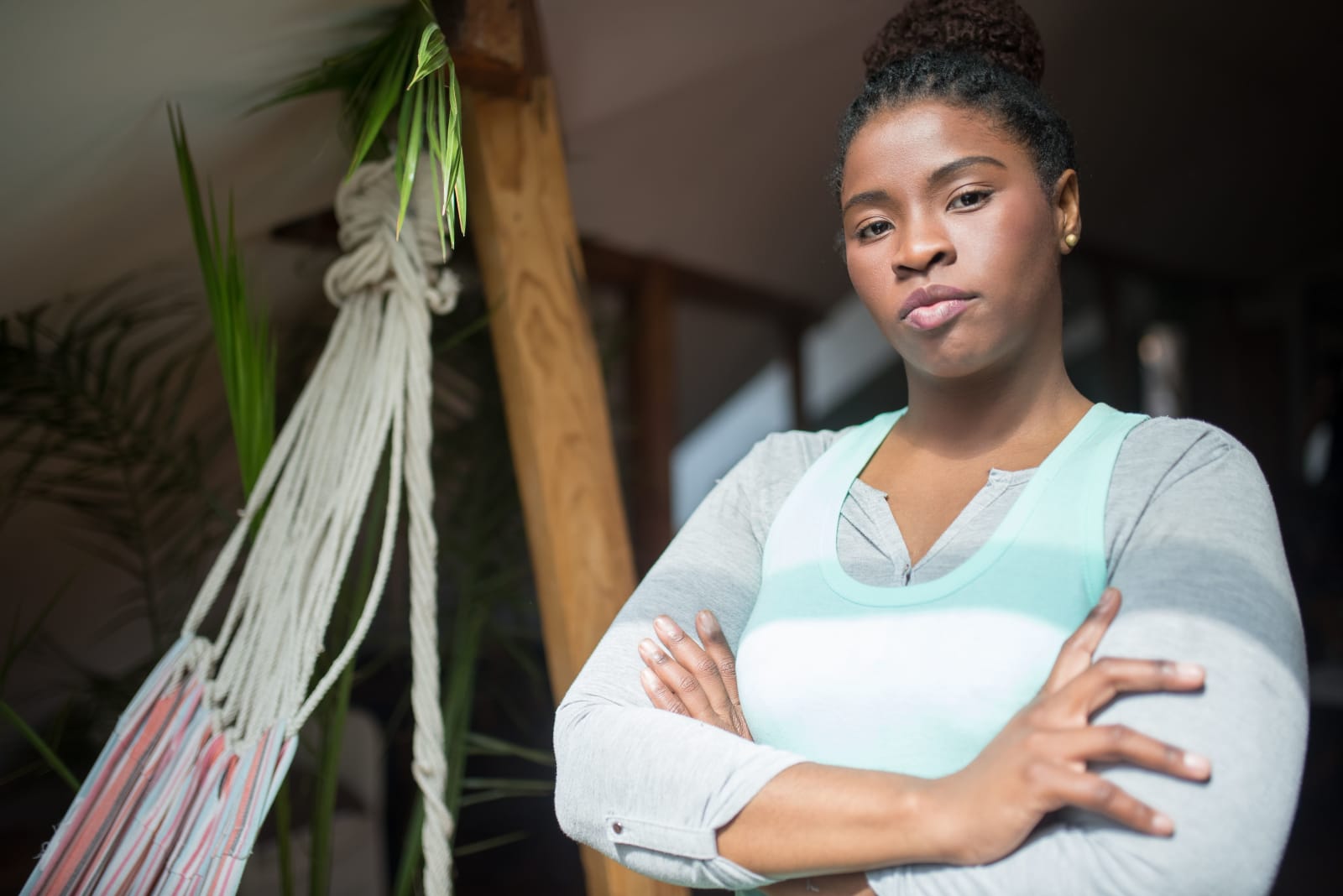 A woman looks angry and disappointed.