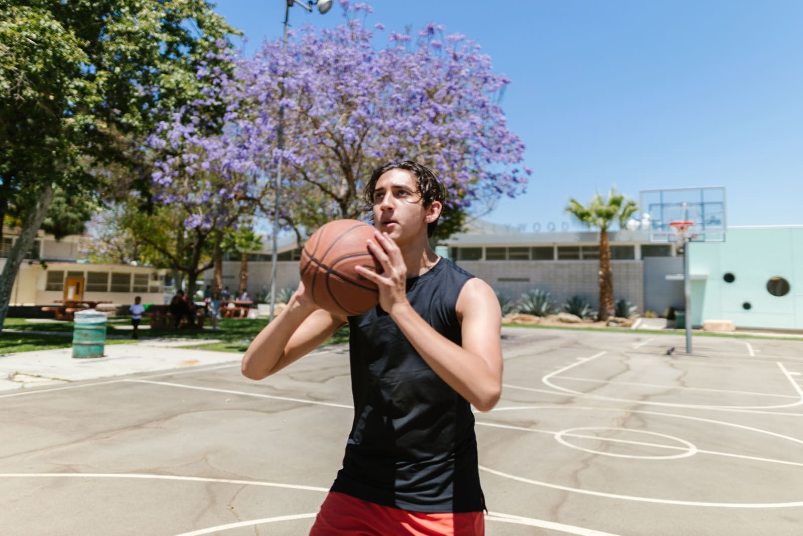 A man playing basketball.
