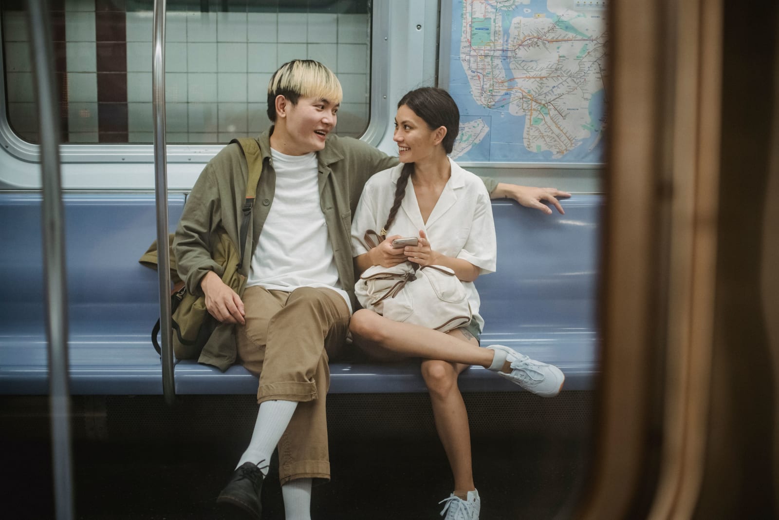A couple talking to each other.