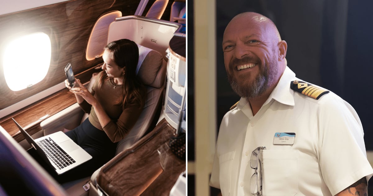 (L) A woman taking a picture through the window while sitting on a plane. (R) A plane captain smiling. (Representative Cover Image Source: Unsplash | (L) Christina Spoerer, (R) Nicola Dowie)