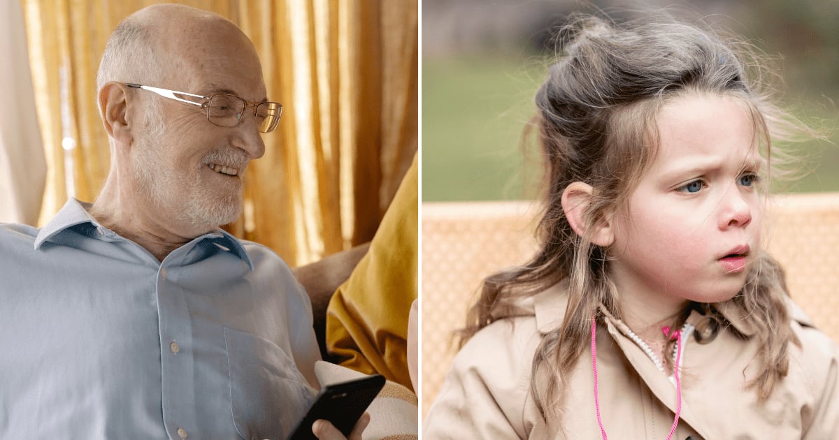 (L) An old man talking to someone. (R) A little girl looking annoyed. (Representative Cover Image Source: Pexels | (L) cottonbro studio, (R) Erin Li)