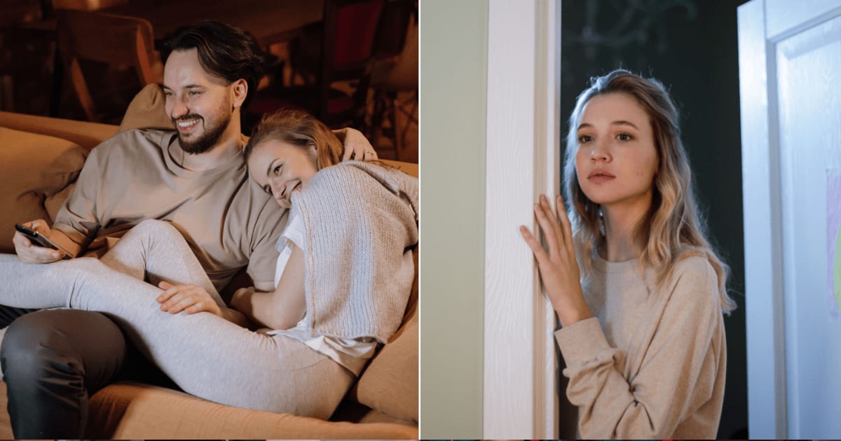 (L) A couple watching movie. (R) A woman looks shocked after spotting something. (Representative Cover Image Source: Pexels | cottonbro studio)
