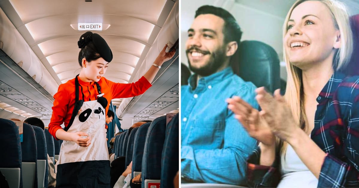 (L) A cabin crew member speaking with passengers. (R) Passengers are cheering while laughing and smiling on the plane. (Representative Cover Image Source: L - Pexels | Suat iNAN, R - Getty Images | gorodenkoff)