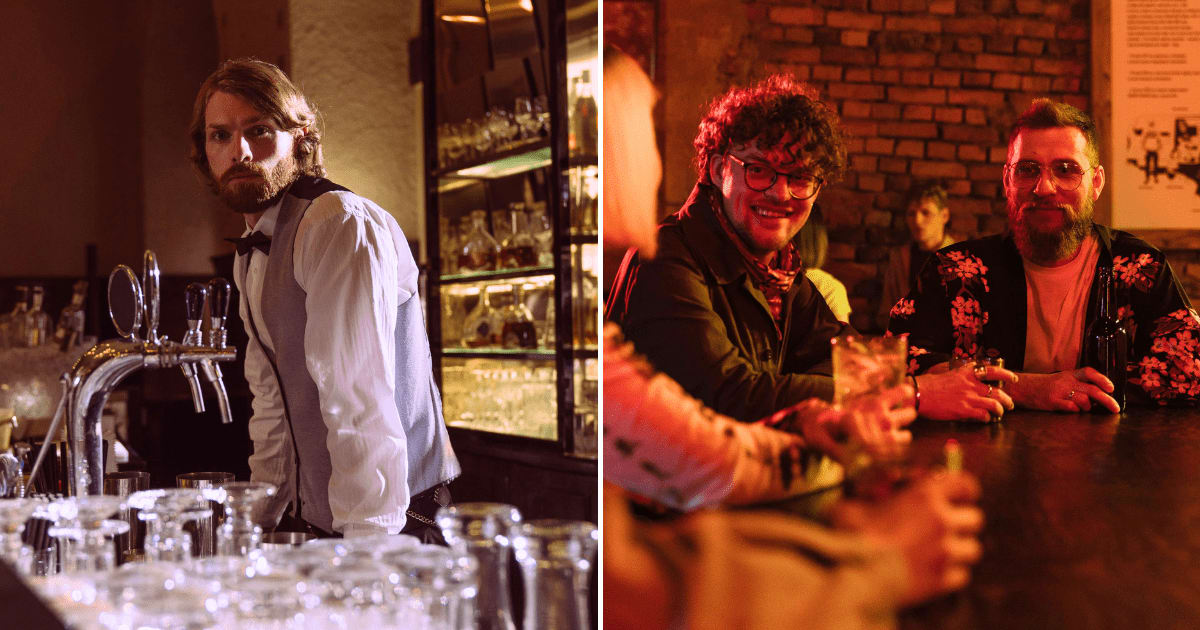 (L) A bartender behind the counter looking suspiciously at someone. (R) Two men at bar having drinks while talking to a woman. (Representative Cover Image Source: Pexels | (L) cottonbro studio, (R) cottonbro studio)