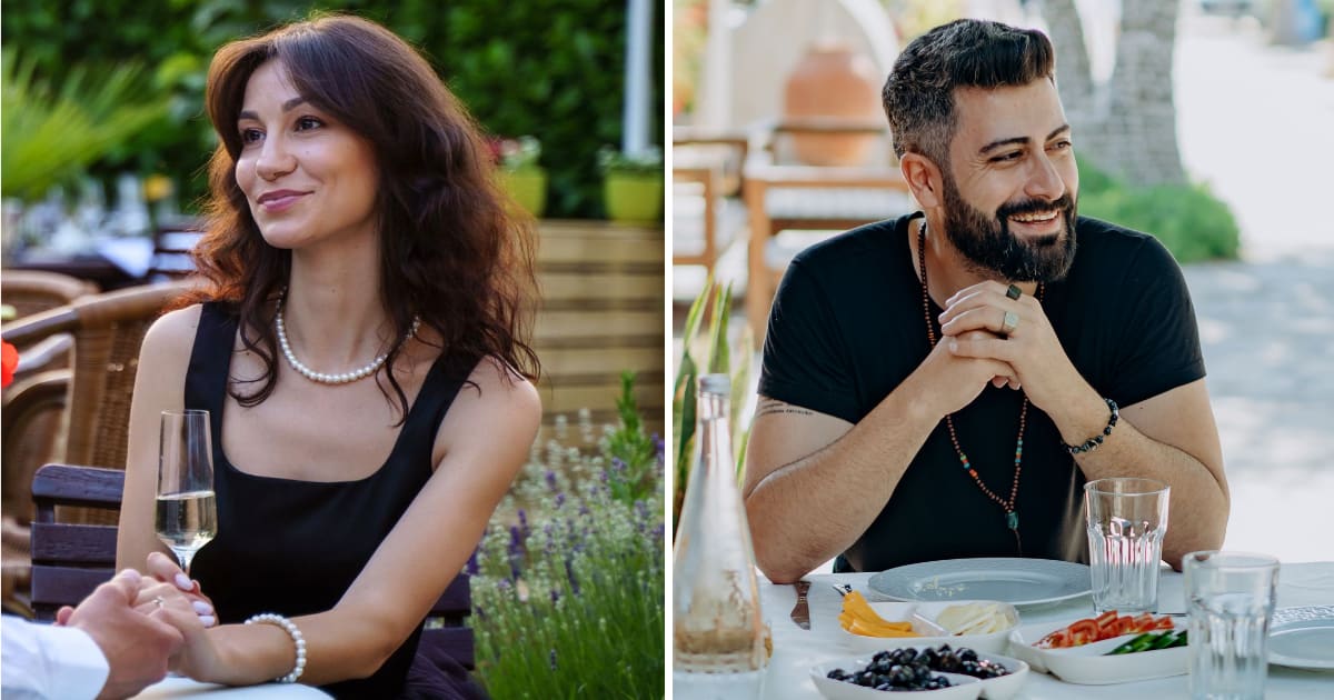 (L) Woman on a date at a restaurant. (R) Man listening intently while on a date. (Representative Cover Image Source: Pexels | (L) Boris Ivas, (R) Mikhail Nilov)