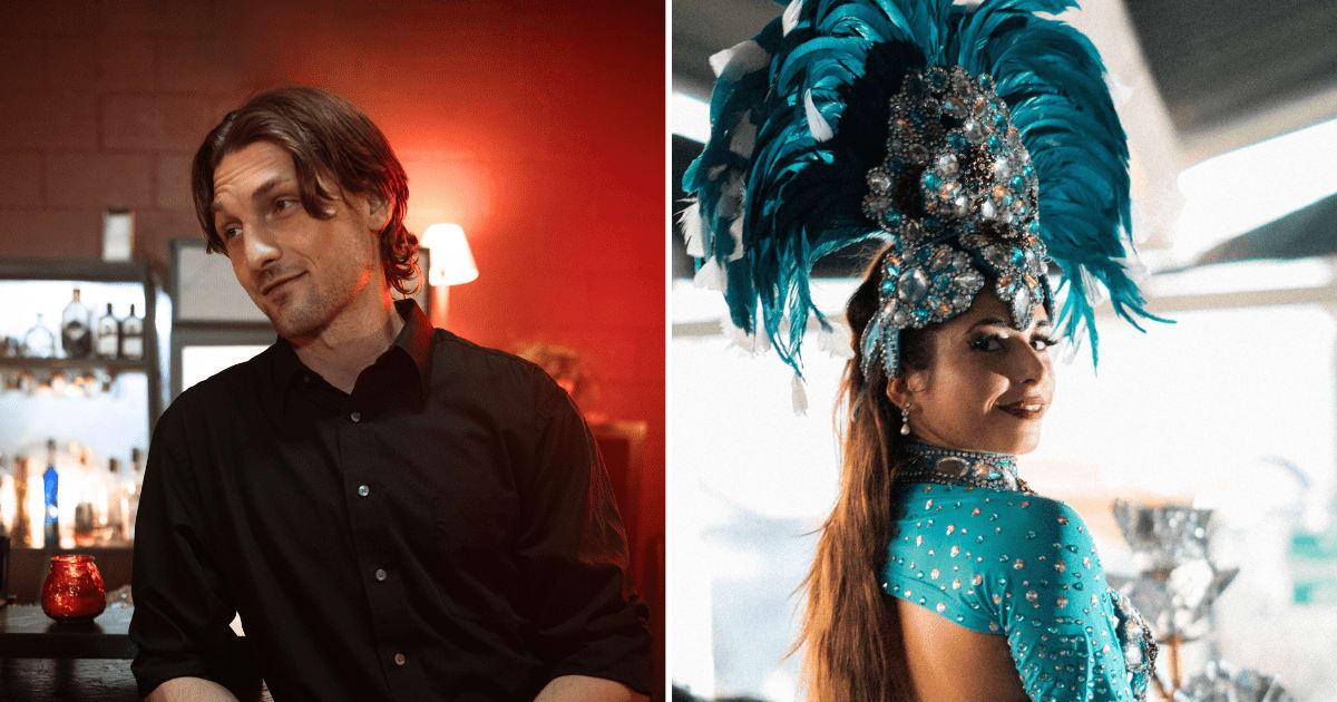 (L) A man at bar talking to someone with a smirk. (R) A dancer smiling while looking back at someone. (Representative Cover Image Source: Pexels | (L) RDNE Stock project, (R) The Castlebar)