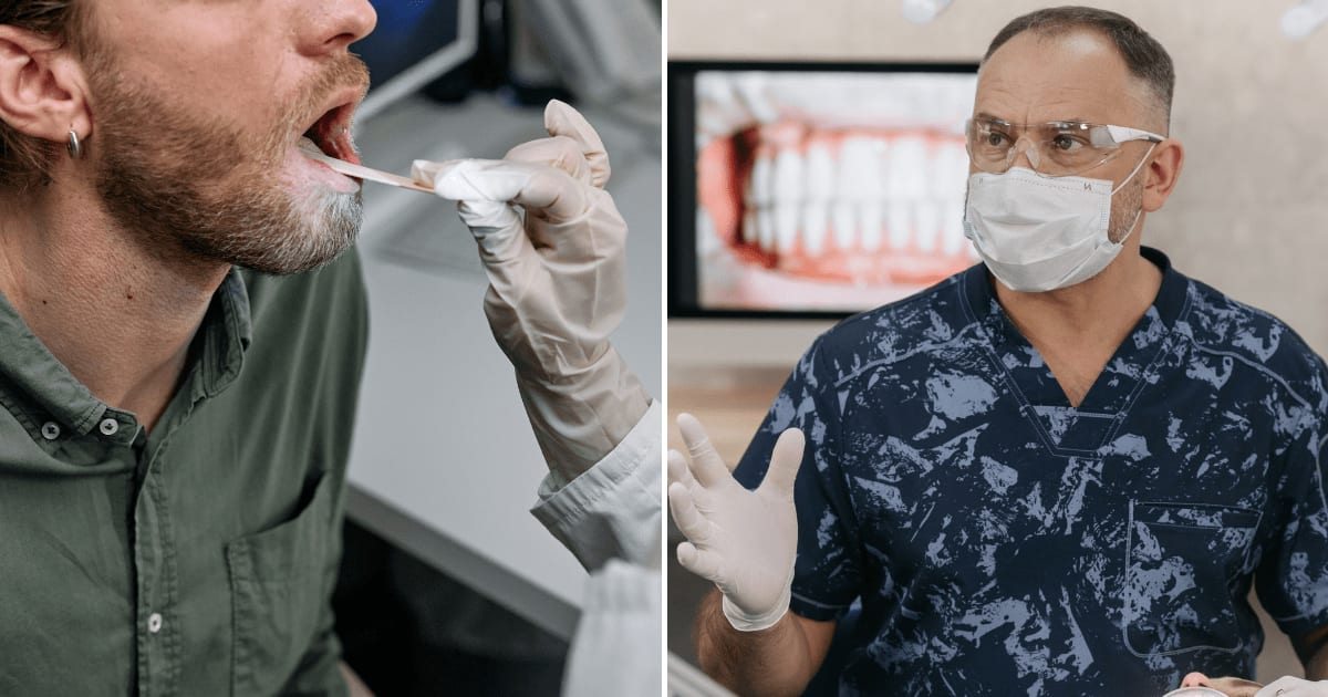 (L) A man getting his mouth checked at a clinic. (R) A doctor explaining something to a patient. (Representative Cover Image Source: Pexels | (L) cottonbro studio, (R)  Pavel Danilyuk)