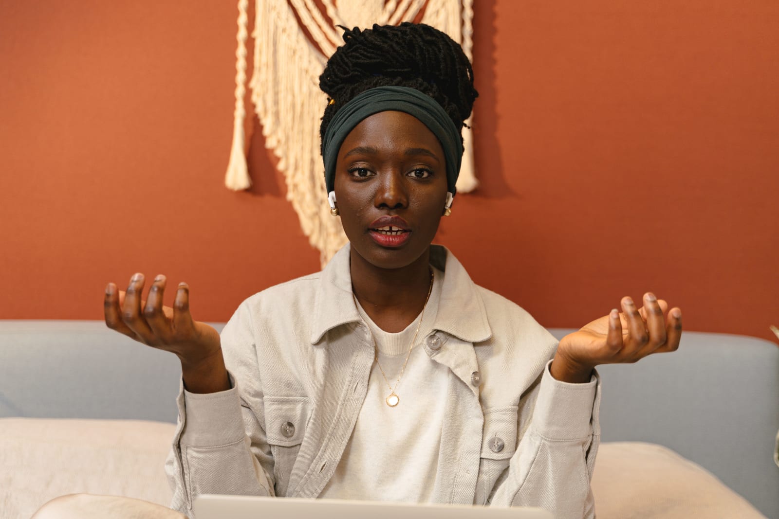 A woman looks shocked and angry.