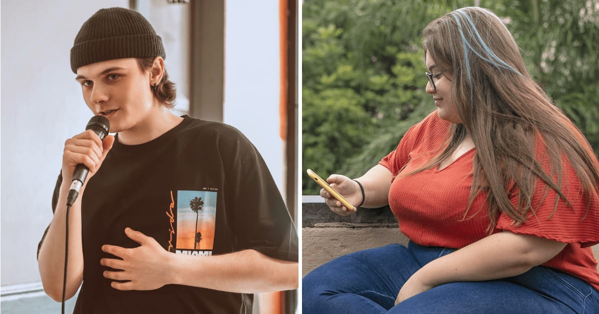 (L) Teenage boy using a mic. (R) Young woman looking at phone. (Representative Cover Image Source: Pexels | (L) Дмитрий Зайцев, (R) Zan Carvalho)