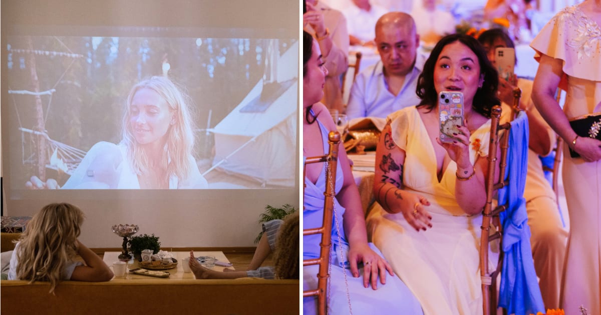 (L) Slideshow at house. (R) Shocked guests at party. (Representative Cover Image Source: Pexels | (L) cottonbro studio, (R) king caplis)