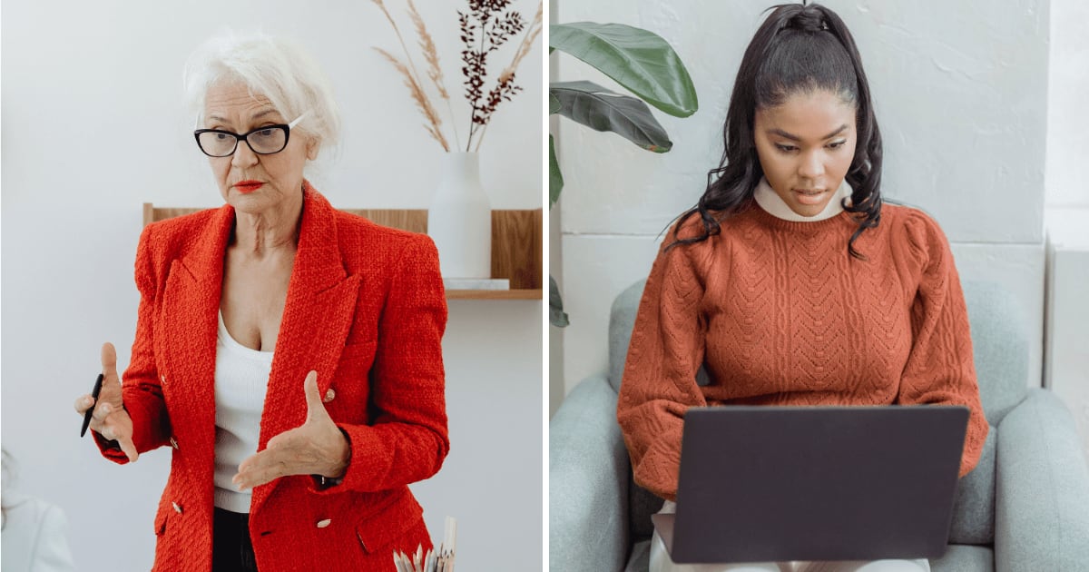 (L) Female manager talking to someone. (R) Woman working on laptop. (Representative Cover Image Source: Pexels | (L) kaboompics, (R) George Milton)