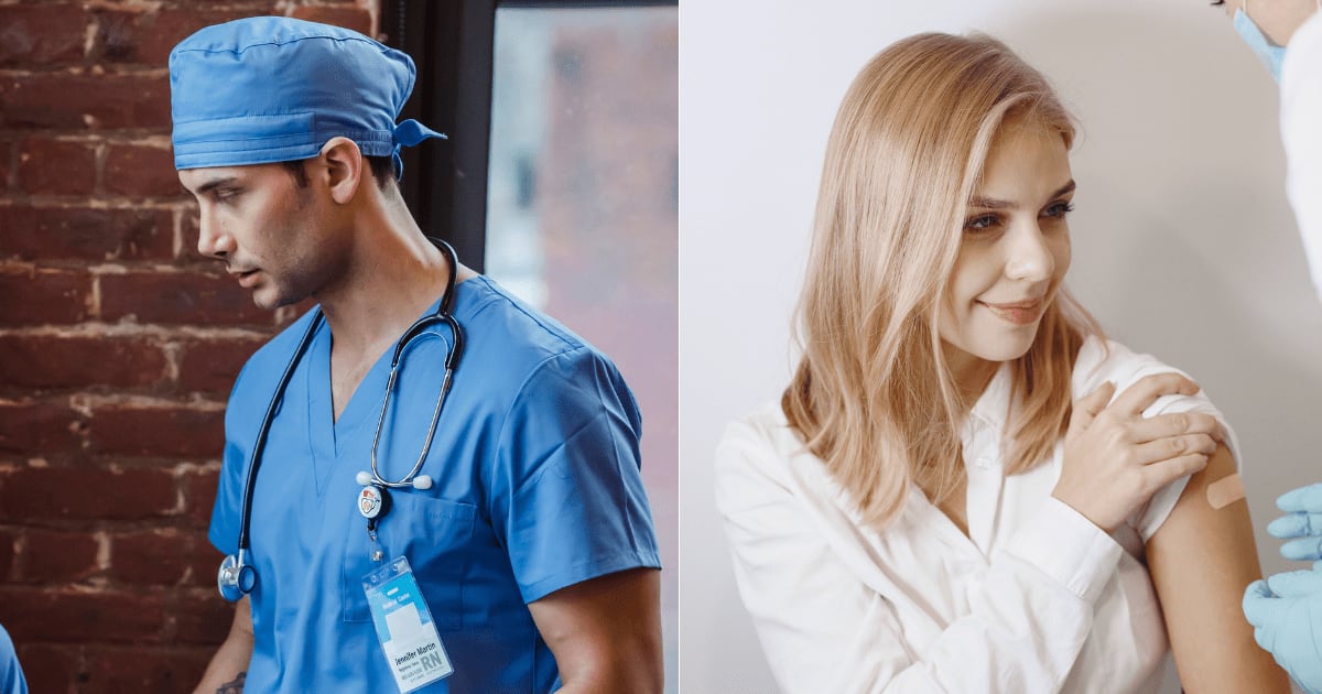 (L) A doctor looks shocked. (R) A woman smirks while receiving treatment at a clinic. (Representative Cover Image Source: Pexels| L - Klaus Nielson, R - Gustavo Fring)
