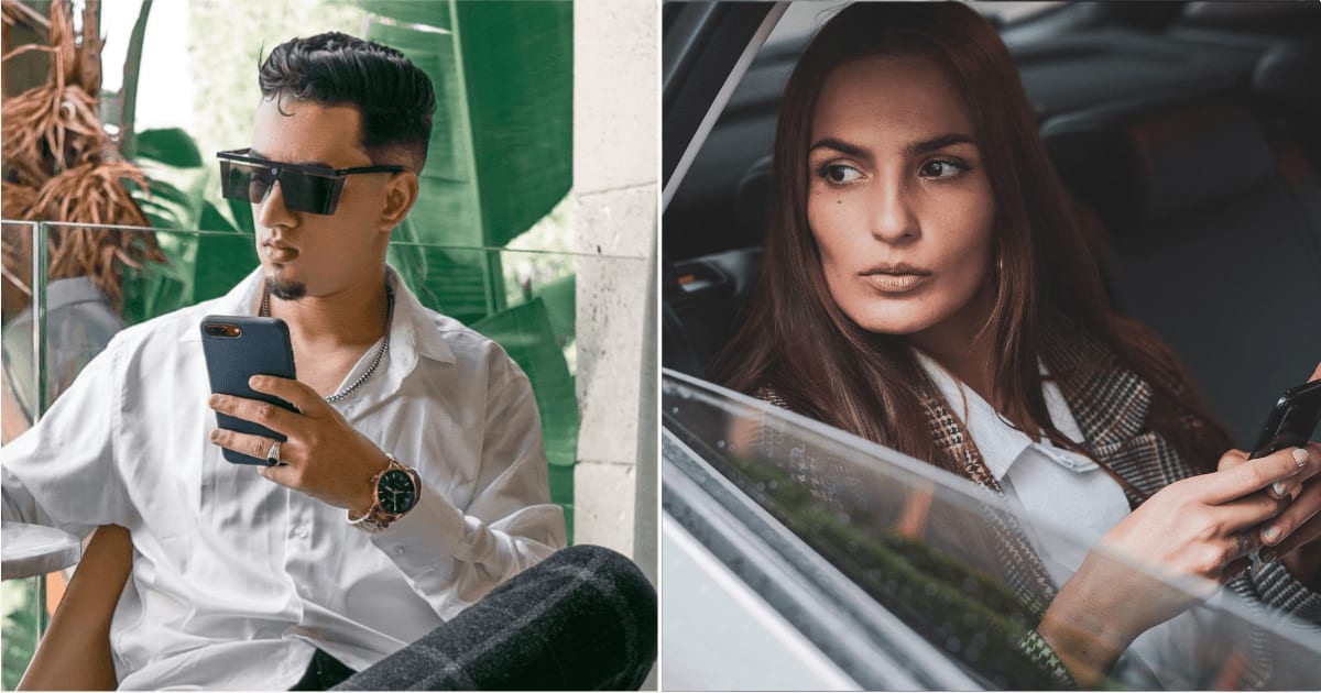 (L) A man sitting indoors with sunglasses on and speaking on call. (R) A concerned woman noticing something from her car. (Representative Cover Image Source: Pexels| L - Ilyas Chalbi, R - Los Muertos Crew)