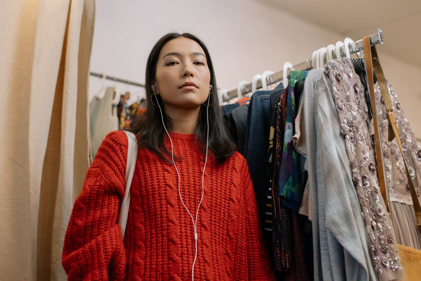 A shopper looks annoyed.