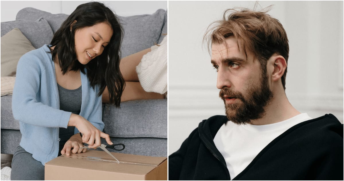 (L) A woman opening a package. (R) A man having a serious discussion. (Representative Cover Image Source: Pexels | (L)  Mikhail Nilov, (R) cottonbro studio)