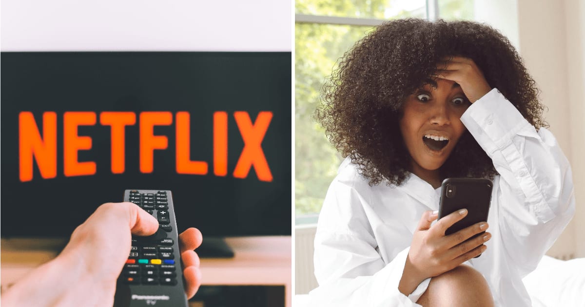 (L) Netflix account on TV. (R) Shocked woman using her phone. (Representative Cover Image Source: Pexels | (L) freestocks.org, (R) Polina Tankilevitch)