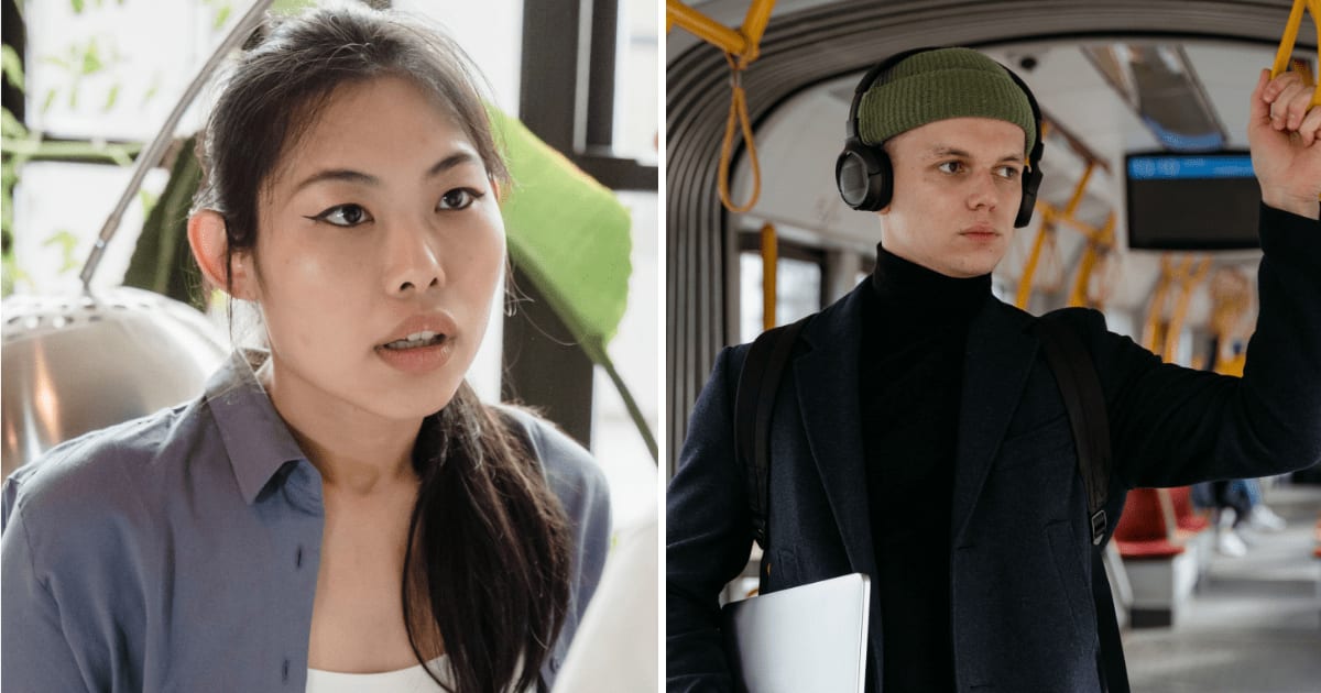(L) Stunned Asian woman. (R) Man on subway. (Representative Cover Image Source: Pexels | (L) Timur Weber, (R) MART PRODUCTION)