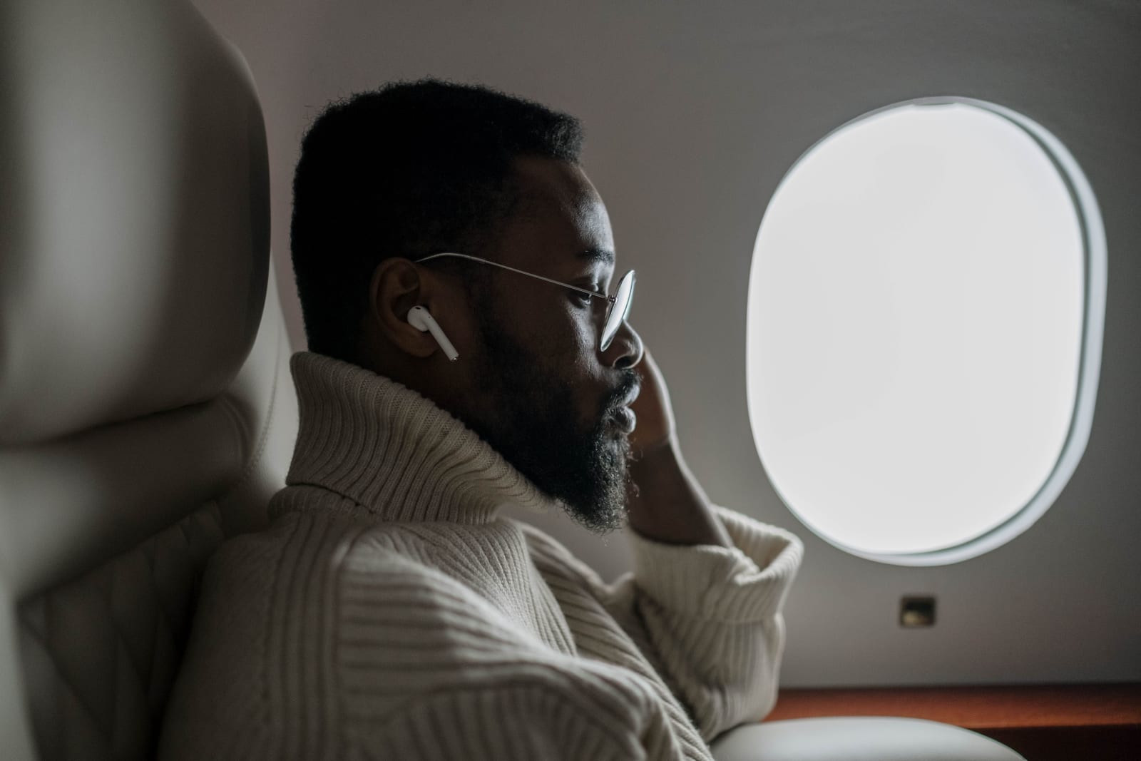 An angry man in plane.