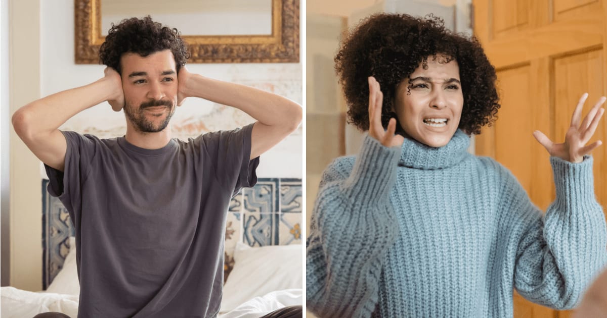 (L) Man covering his ears. (R) Annoyed woman. (Representative Cover Image Source: Pexels | (L) Kampus Production, (R) Liza Summer)