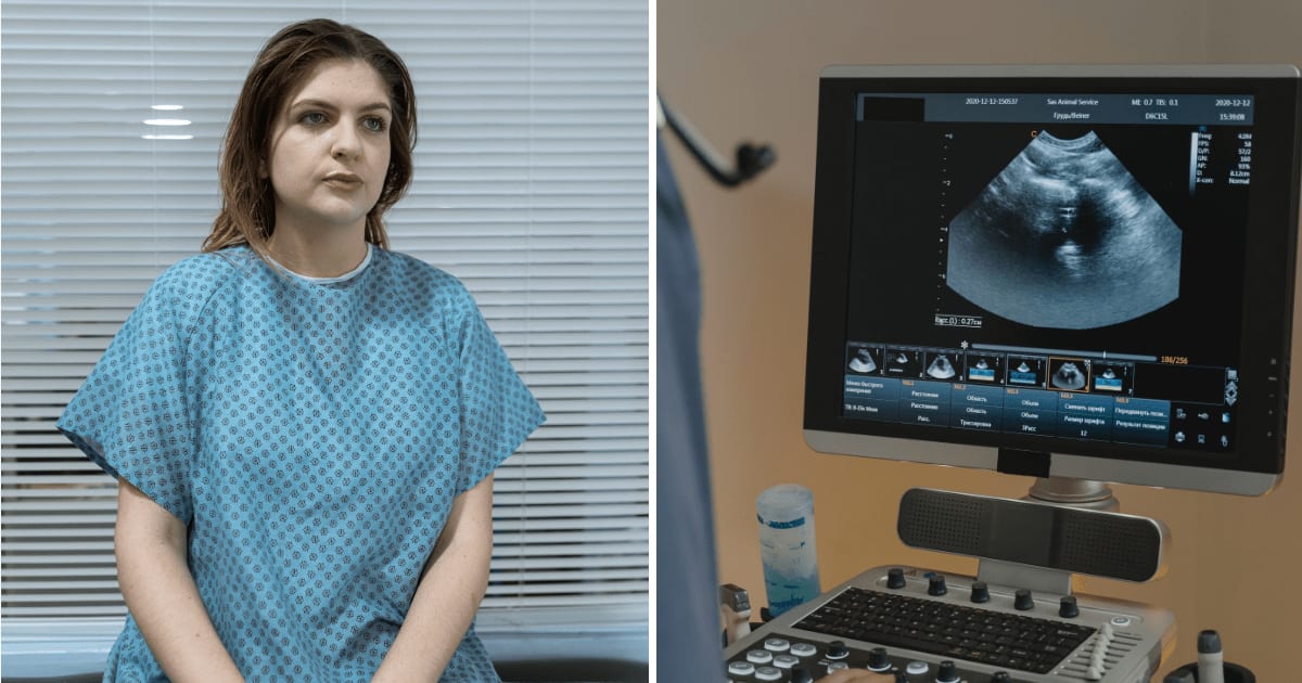(L) Young woman sitting in hospital. (R) Ultrasound result on computer. (Representative Cover Image Source: Pexels | (L) RDNE Stock project, (R) Tima Miroshnichenko)