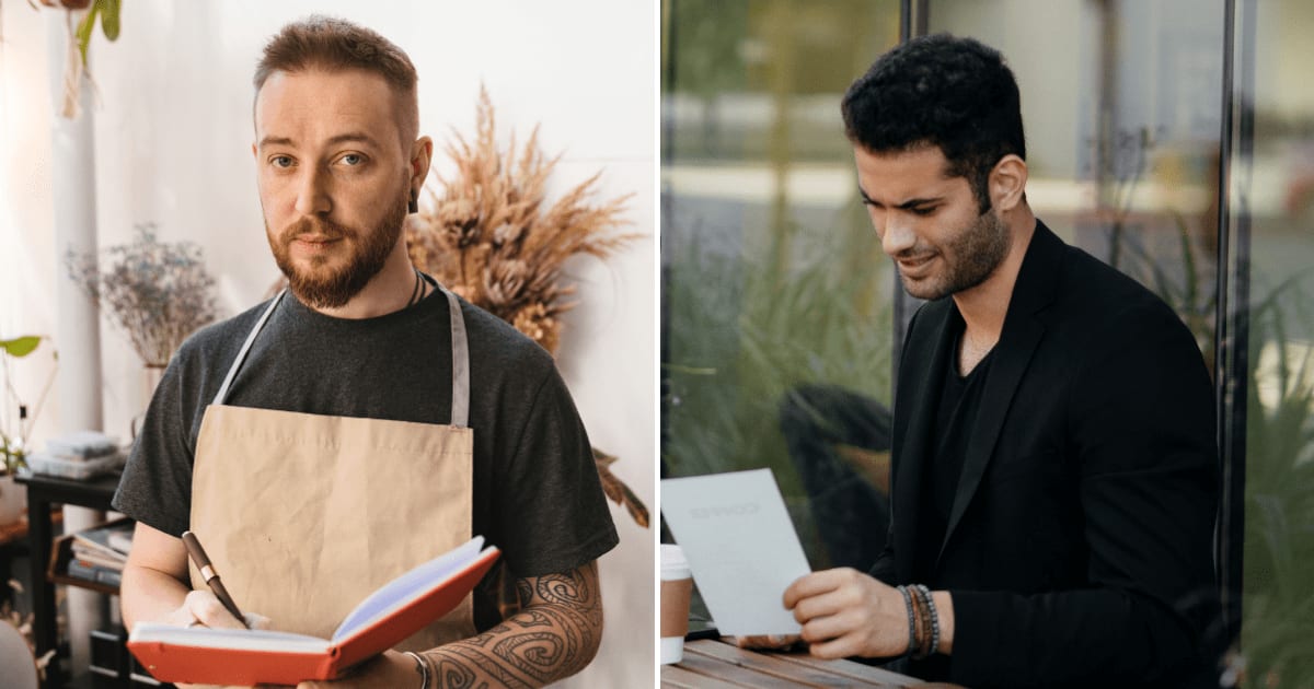 (L) A waiter noting down orders on a notepad. (R) Diner looking over the bill at an upscale restaurant. (Representative Cover Image Source: Pexels | (L) Antoni Shkraba, (R) RDNE Stock project)
