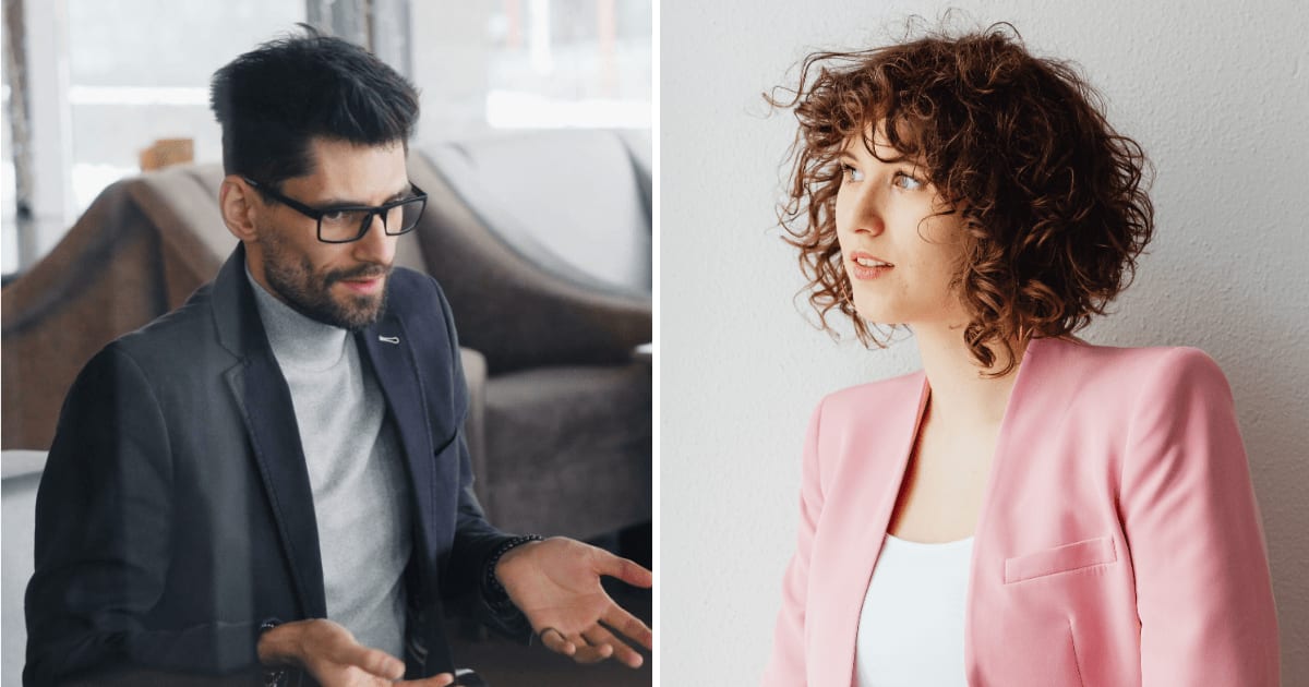 (L) Man talking to women. (R) Woman looking at someone. (Representative Cover Image Source: Pexels | (L) Vitaly Gariev, (R) Kaboompics)