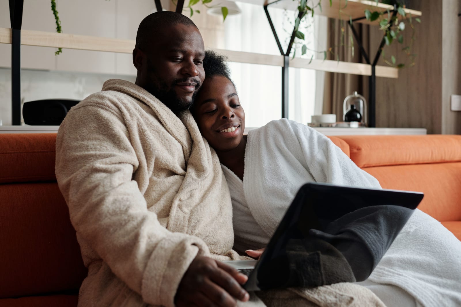 A couple spending time together at home.