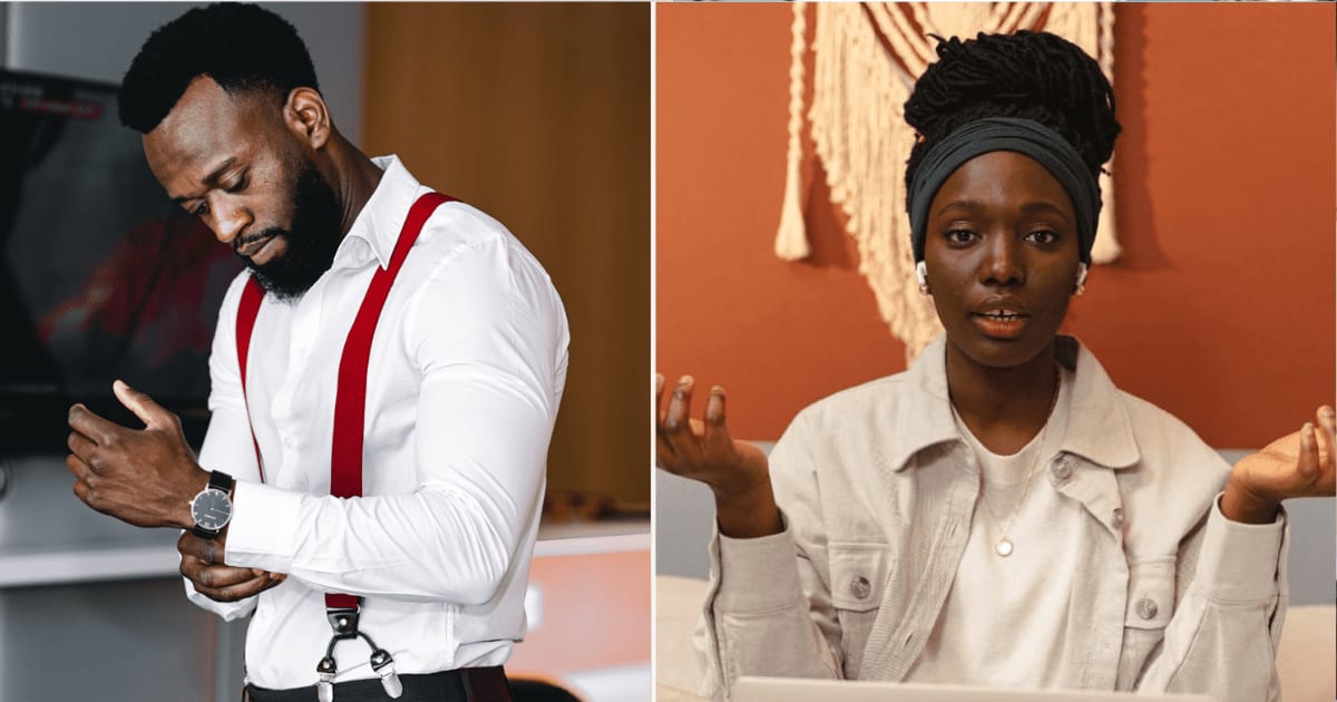 (L) Man getting ready for work. (R) A woman is shocked and in disbelief. (Representative Cover Image Source: Pexels| L - Rimiscky Tayuna, R - Antoni Shkraba)
