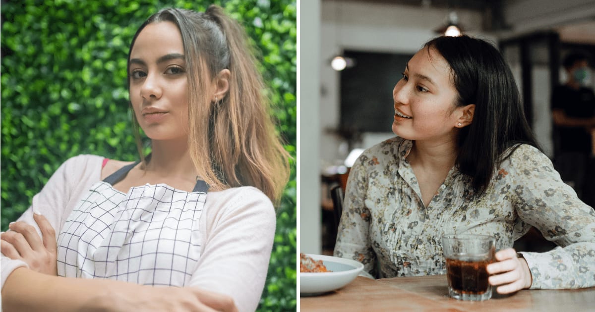 (L) Waitress looking at someone. (R) Customer talking at a restaurant. (Representative Cover Image Source: Pexels | (L) Kampus Production, (R) Ketut Subiyanto)